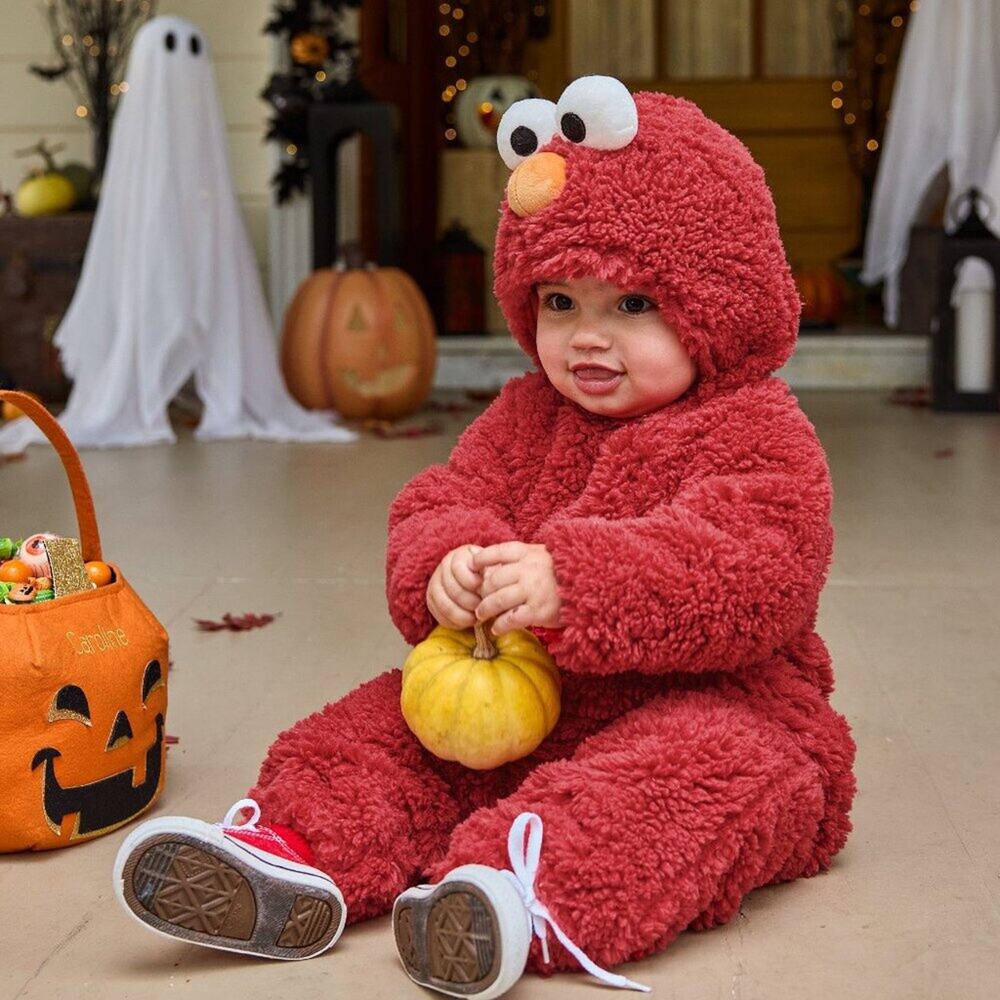 Pottery Barn Baby Sesame Street Elmo Costume Full Body Halloween Bodysuit 0-6 Mo